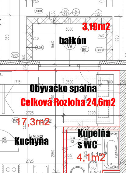 Pôdorys Garsonka Rovinka hlavna ul_