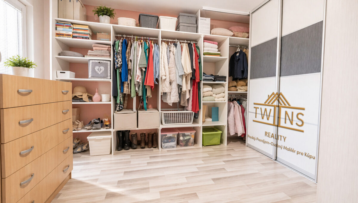 šatník na prizemí (upravená spálňa)